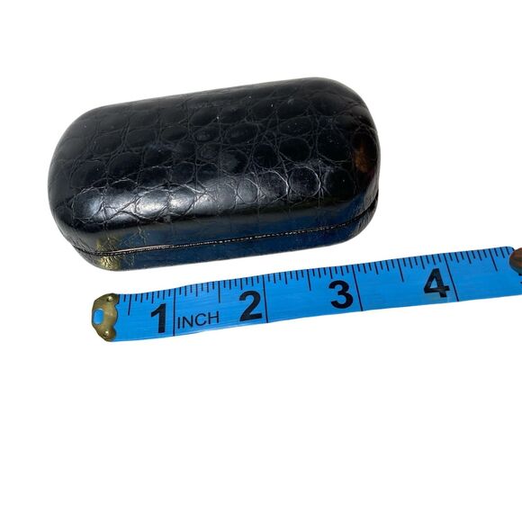 Foldable Compact Reading Glasses Snake Skin Hard Side Carry Case Black - Picture 8 of 8